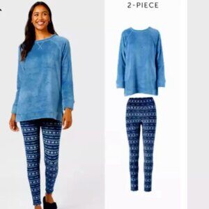 32 Degrees Soft Velour 2-Pc Sleep Set -XL- Blue Fairisle -BRAND NEW